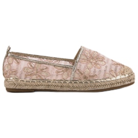 Lucky Shoes Spitzen-Espadrilles in Blumen rosa
