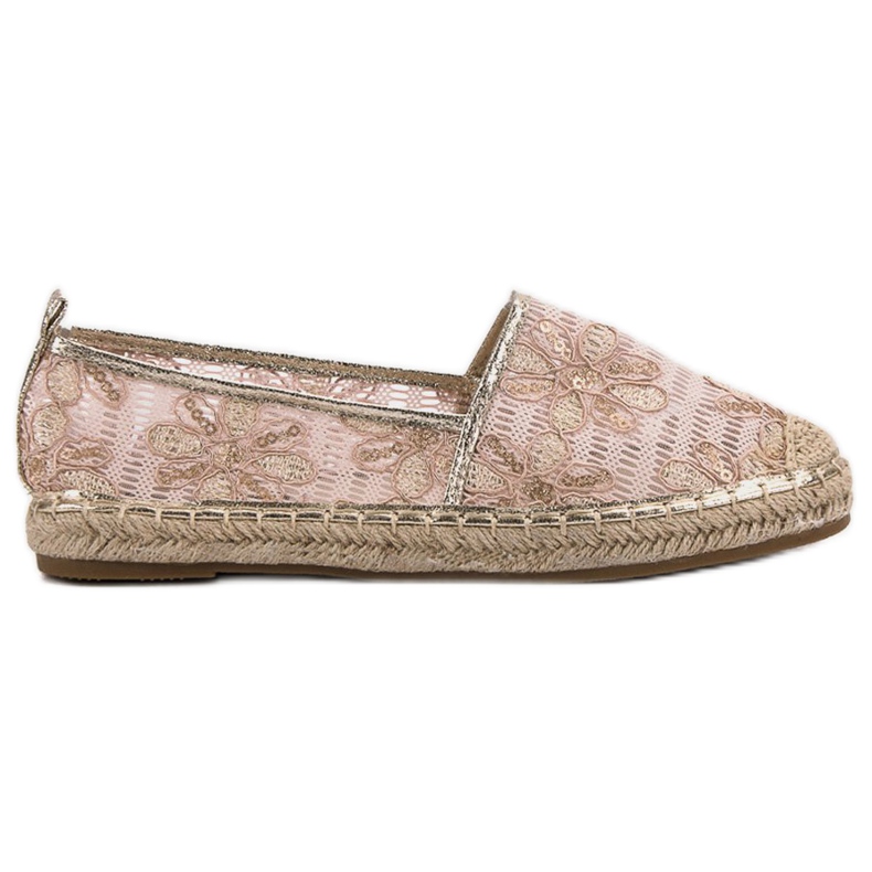 Lucky Shoes Spitzen-Espadrilles in Blumen rosa
