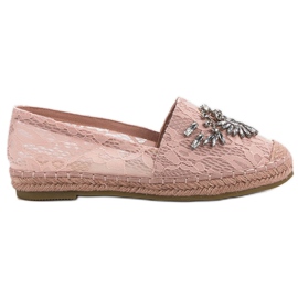 Bestelle Espadrilles aus Spitze mit Ornamenten rosa