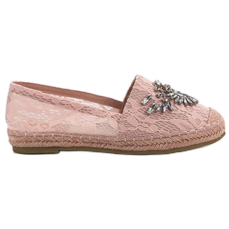 Bestelle Espadrilles aus Spitze mit Ornamenten rosa