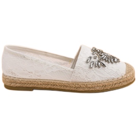 Bestelle Espadrilles aus Spitze mit Ornamenten weiß