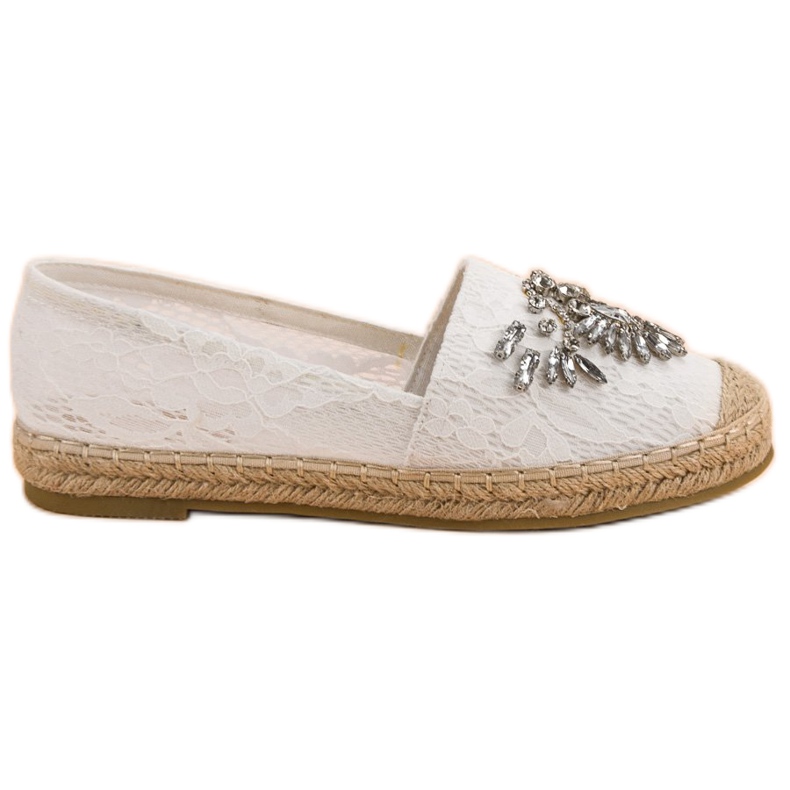 Bestelle Espadrilles aus Spitze mit Ornamenten weiß