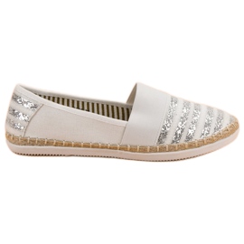 Kayla Glänzende Espadrilles weiß