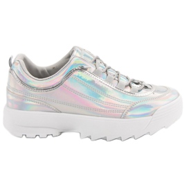 Holo silber lackierte Sneakers grau