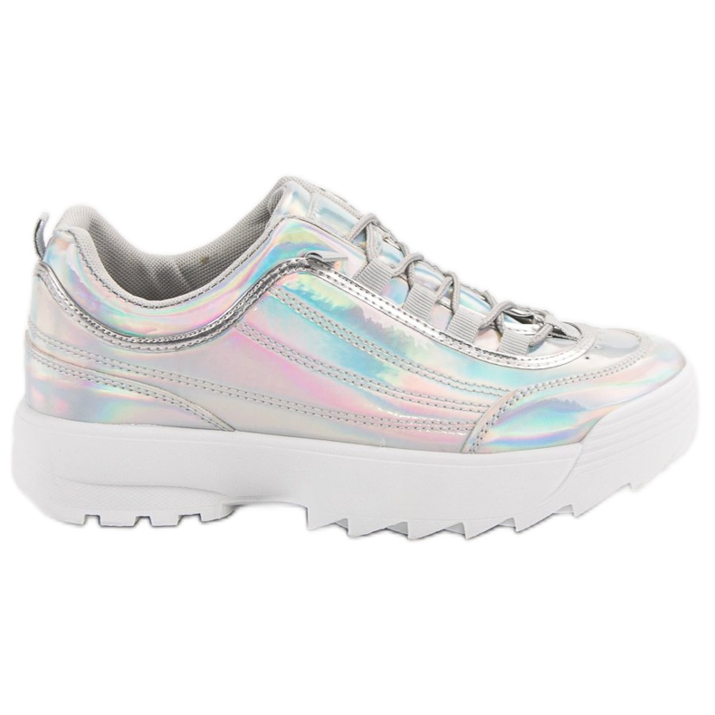 Holo silber lackierte Sneakers grau