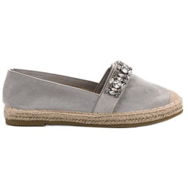 Bestelle Wildleder-Espadrilles mit Kristallen grau