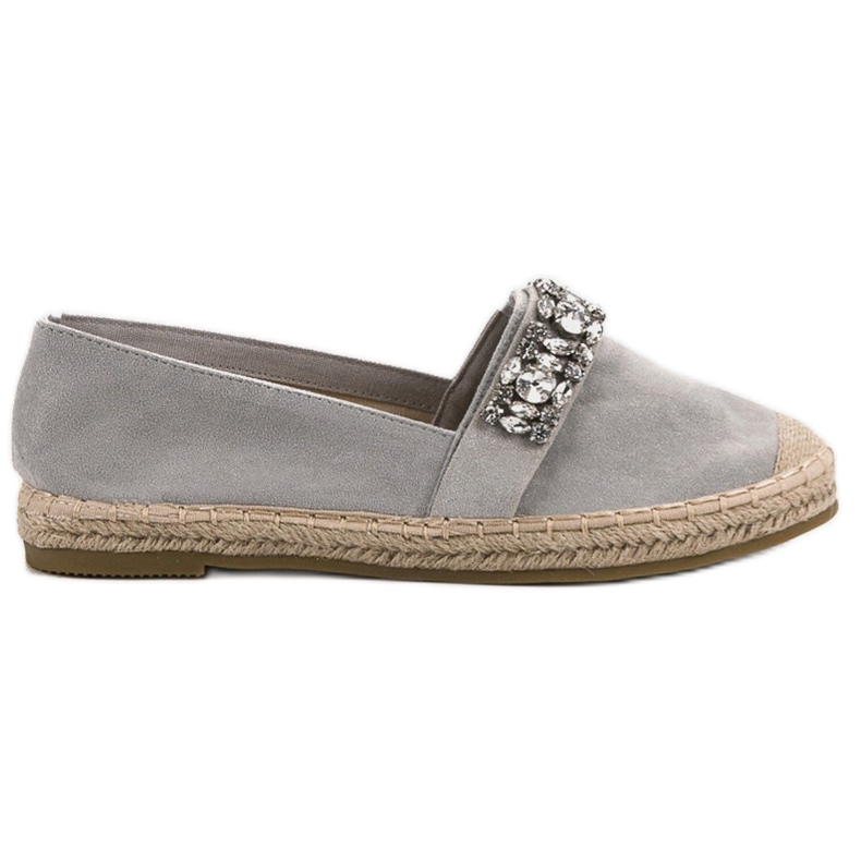 Bestelle Wildleder-Espadrilles mit Kristallen grau