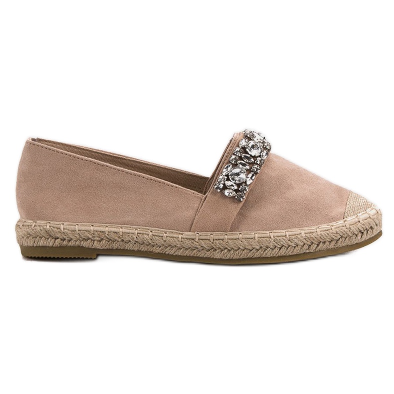 Bestelle Wildleder-Espadrilles mit Kristallen braun