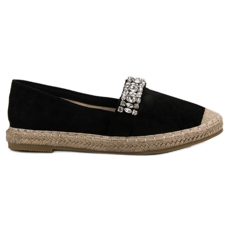 Bestelle Wildleder-Espadrilles mit Kristallen schwarz