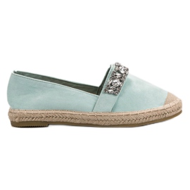 Bestelle Wildleder-Espadrilles mit Kristallen grün