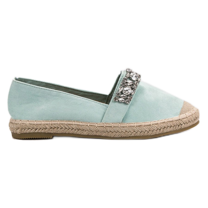 Bestelle Wildleder-Espadrilles mit Kristallen grün