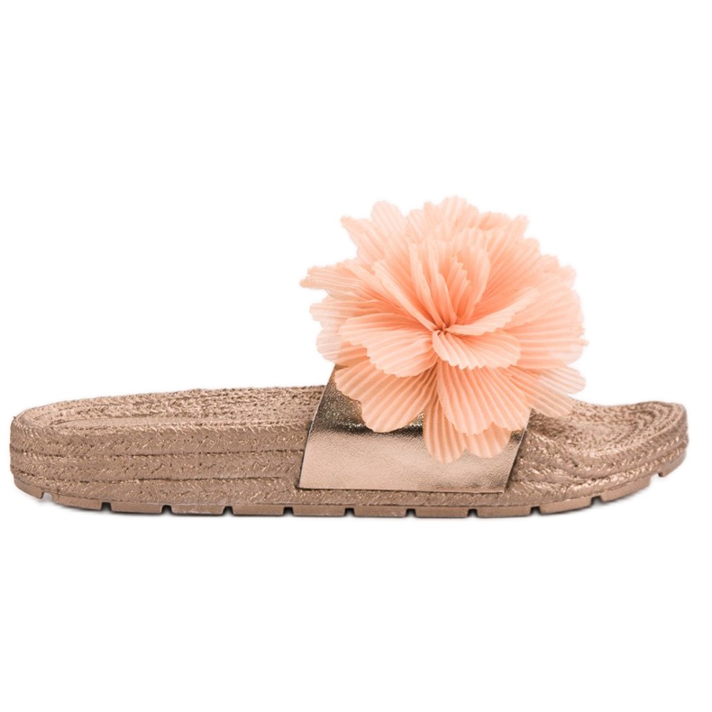 Seastar Orange Hausschuhe mit Blumen gelb