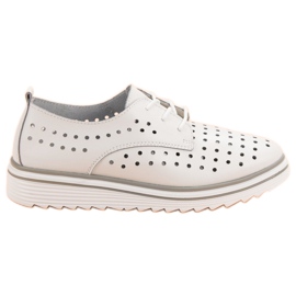 Kylie Durchbrochene Lederschuhe weiß