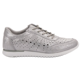 Kylie Silberne Lederschuhe grau