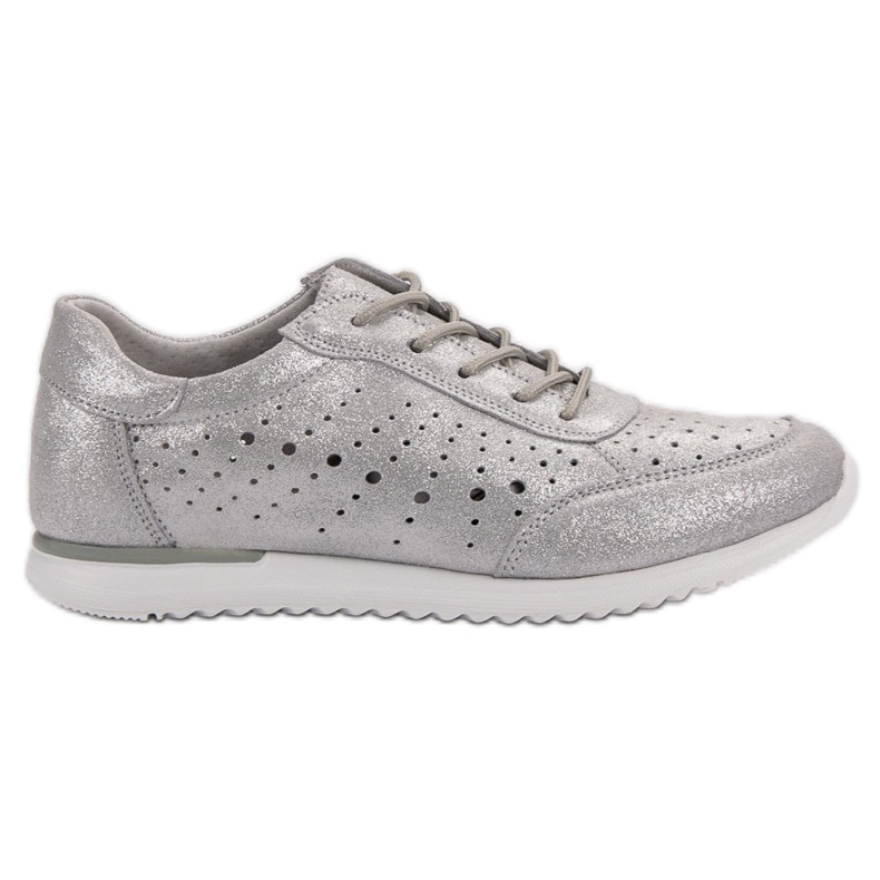 Kylie Silberne Lederschuhe grau