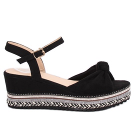 Schwarze Sandalen mit Keilabsatz B126 Black