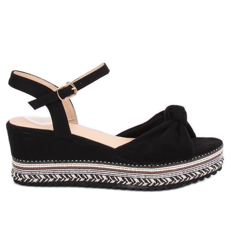 Schwarze Sandalen mit Keilabsatz B126 Black