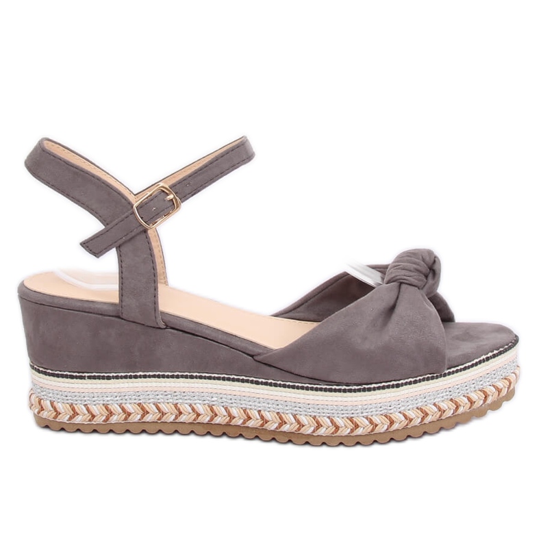 Graue Sandalen auf Keilabsatz B126 Grau