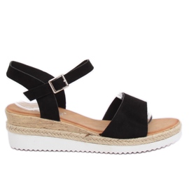 Schwarze Sandalen auf niedrigem Keilabsatz 7868-KL Black