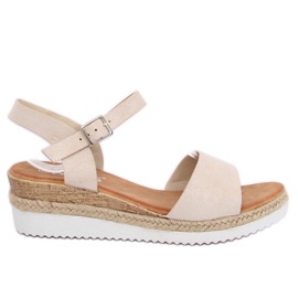 Beige Sandalen auf niedrigem Keilabsatz 7868-KL Beige