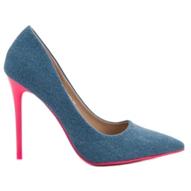 Small Swan Denim-High-Heels blau