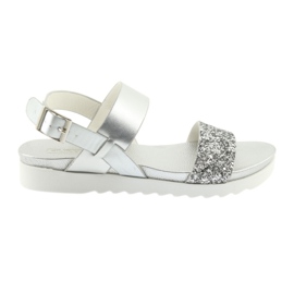 Filippo Sandalen bequemer Silber 685 Brokatband