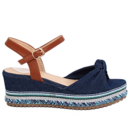 Sandalen mit Keilabsatz marineblau B165 Navy