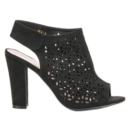 Queen Vivi Durchbrochene Sandalen mit Obermaterial schwarz