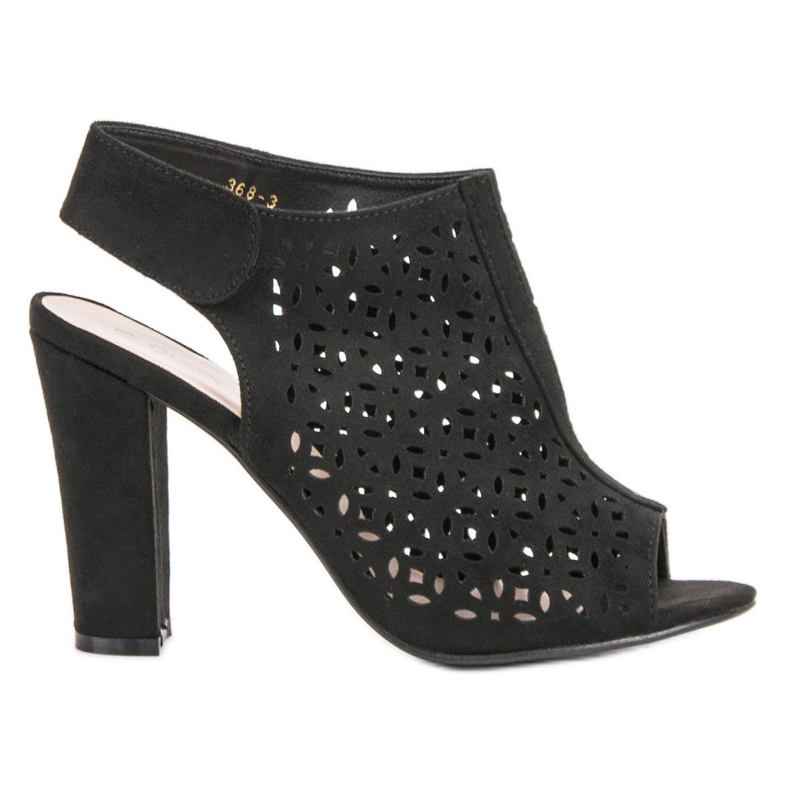 Queen Vivi Durchbrochene Sandalen mit Obermaterial schwarz