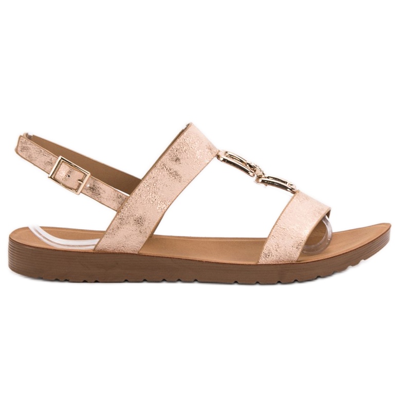 Vinceza Flache Sandalen gelb rosa