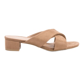 Small Swan Elegante Hausschuhe aus Wildleder braun