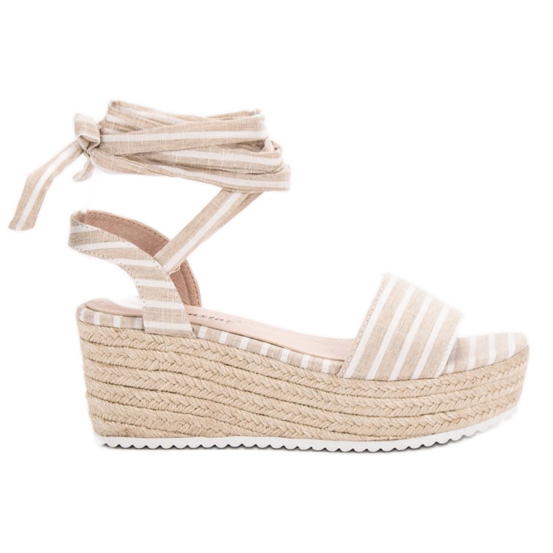 Seastar Gestreifte Sandalen auf Keil beige
