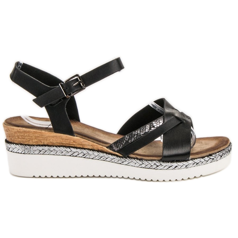 Evento Schwarze Sandalen mit Keilabsatz