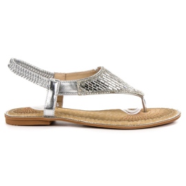 Encor Silberne japanische Sandalen grau