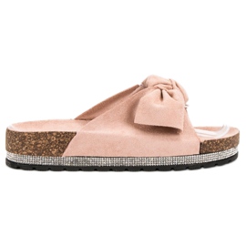 Anesia Paris Wildlederhausschuhe mit Kristallen rosa