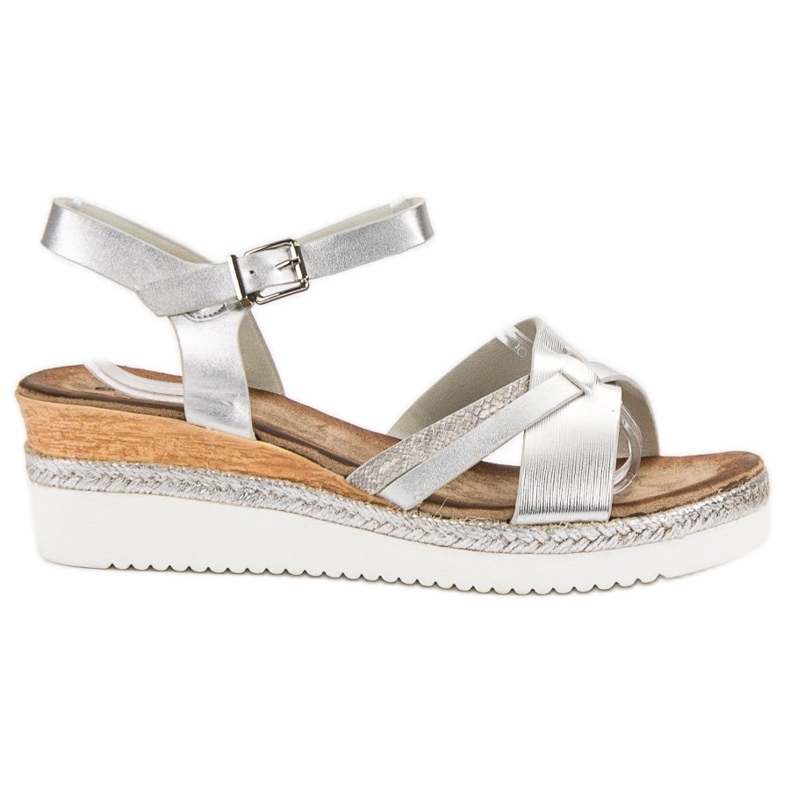 Evento Silberne Sandalen auf Keil grau