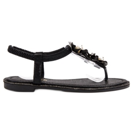 Comer Sandalen mit Perlen schwarz