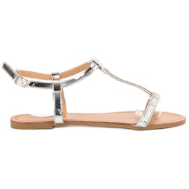 Abloom Lackierte flache Sandalen grau