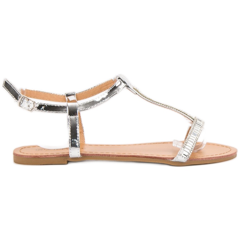 Abloom Lackierte flache Sandalen grau