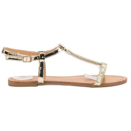Abloom Lackierte flache Sandalen golden