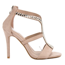 SHELOVET sexy Sandalen auf einem hohen Absatz braun