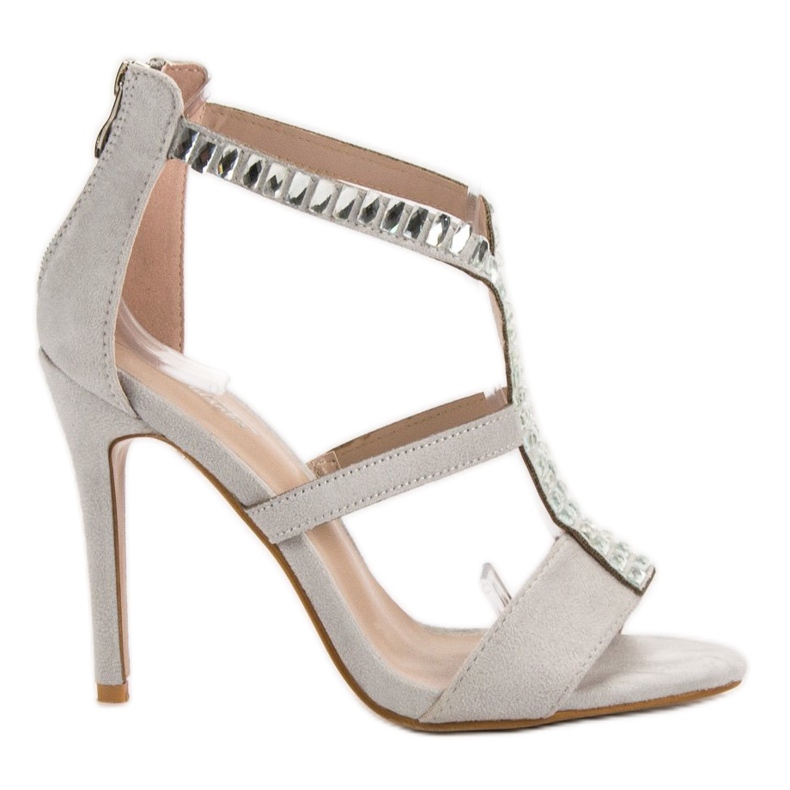 SHELOVET sexy Sandalen auf einem hohen Absatz grau