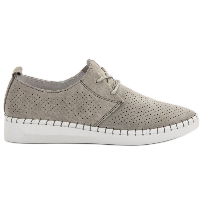 Durchbrochene Lederschuhe grau