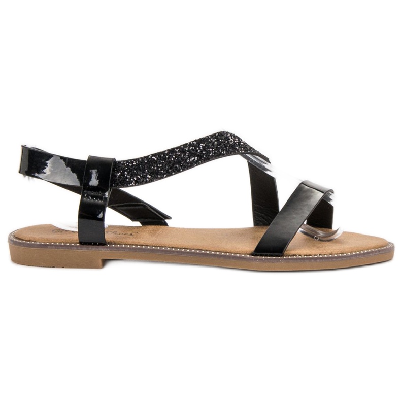 Sweet Shoes Lackierte Slip-on-Sandalen schwarz
