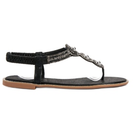 SHELOVET Schwarze Sandalen mit Ornamenten