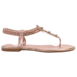 SHELOVET Sandalen mit roségoldenen Verzierungen rosa