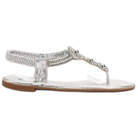 SHELOVET Silberne Sandalen mit Ornamenten grau