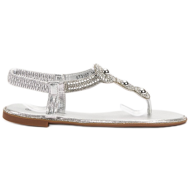 SHELOVET Silberne Sandalen mit Ornamenten grau