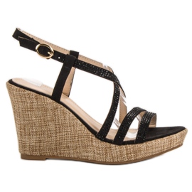 Queentina Keilsandalen schwarz