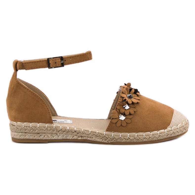 Best Shoes Kamel-Espadrilles mit Blumen braun